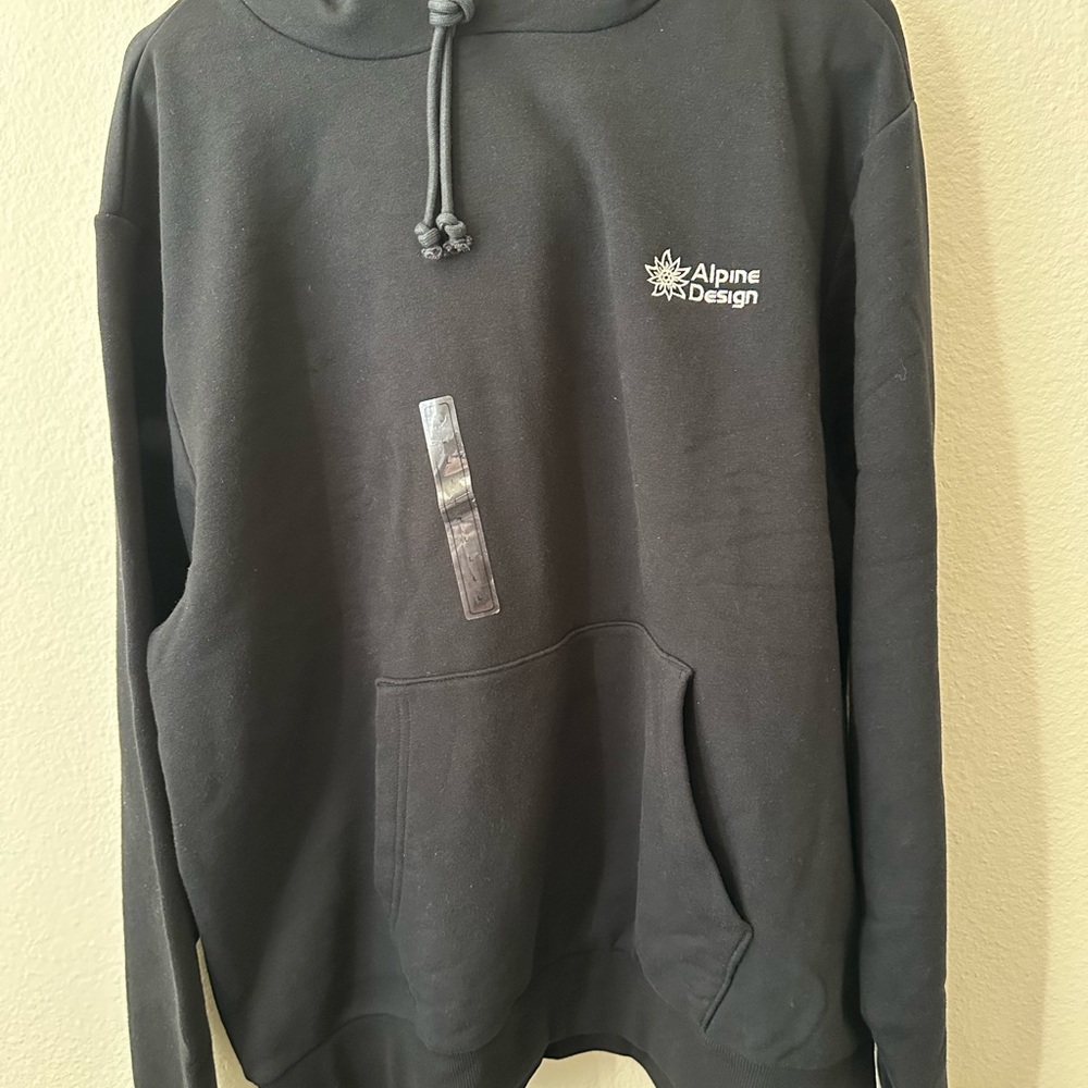 Alpine Design Men's Logo Fleece Hoodie, Large, Deep Charcoal